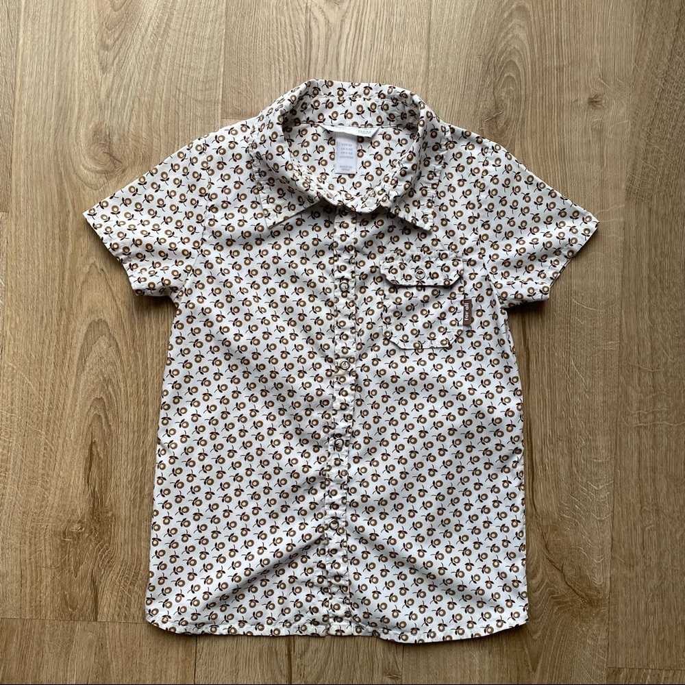 H&M Paris Girls Button-Down Shirt With Flower Pattern and Pocket. Size 4-5Y.